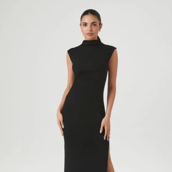 mock neck little black dress sleeveless sheath high collar cheongsam style 8 - Picture 9 of 9